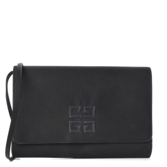 Vintage Givenchy Calfskin Satin Emblem Crossbody Black - Picture 1 of 16